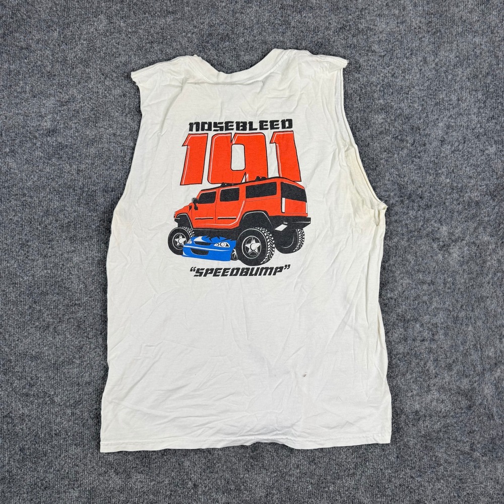 Gildan Sleeveless Shirt Mens Size L White Graphic Nosebleed 101 Hummer Fair